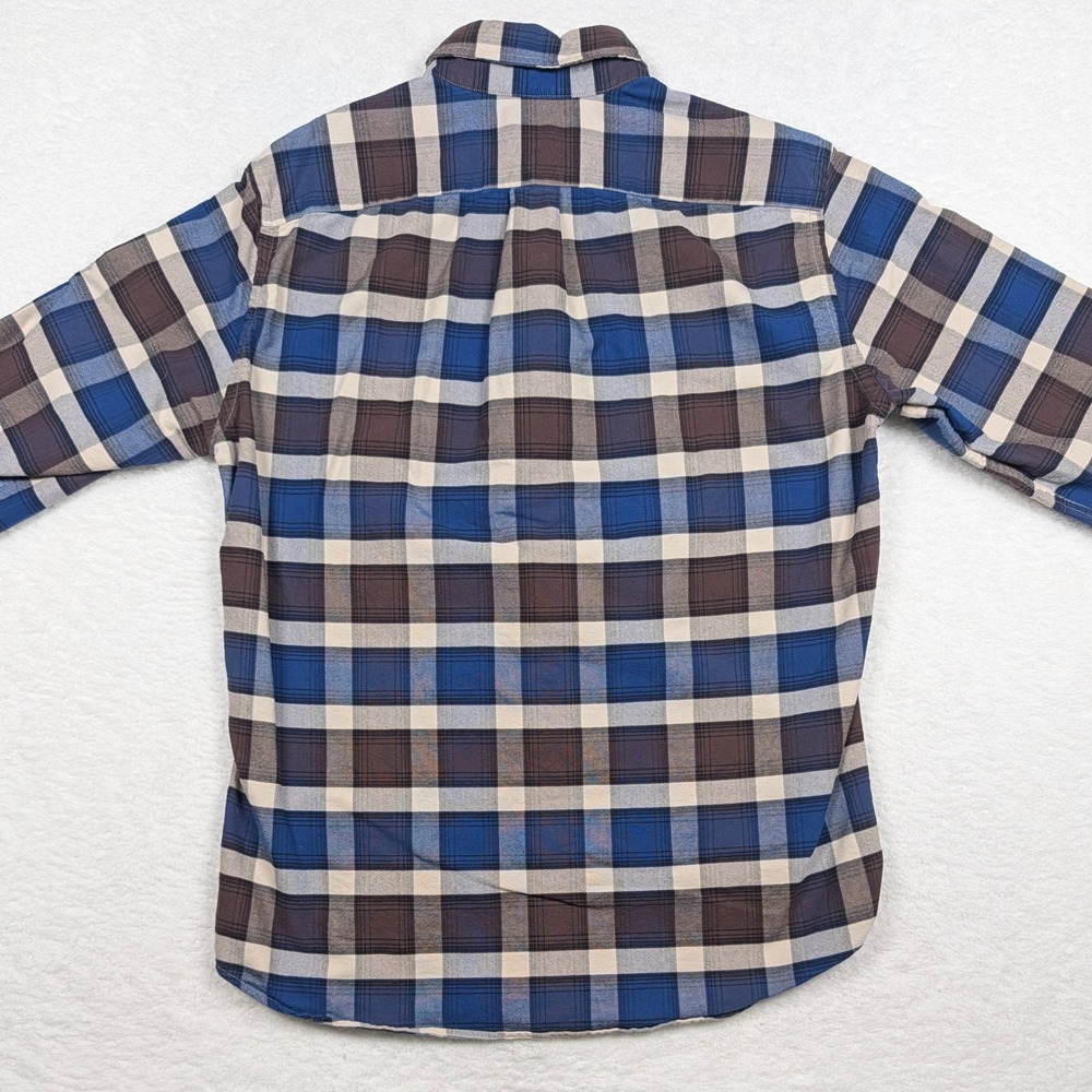 J Crew Oxford Shirt Mens Medium Blue Brown Plaid Slim Fit Long Sleeve Preppy - Picture 8 of 9